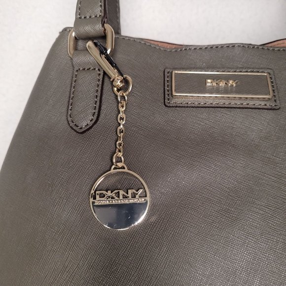 NEW DKNY Bryant Park Zip Side Shopper Saffiano Leather Tote Bag Olive - Picture 5 of 11